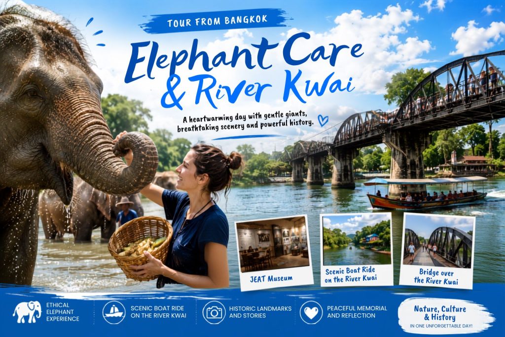 From Bangkok: Elephant Care Experience & River Kwai Day Trip